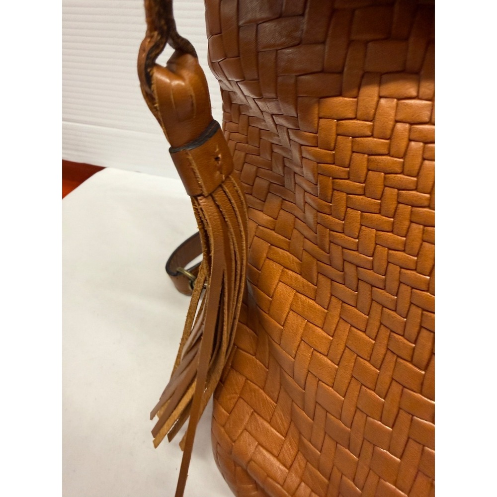 NWOT PATRICIA NASH LUZILLE LEATHER ZIP CONVERTIBLE BACKPACK WOVEN TAN RARE - Picture 3 of 10